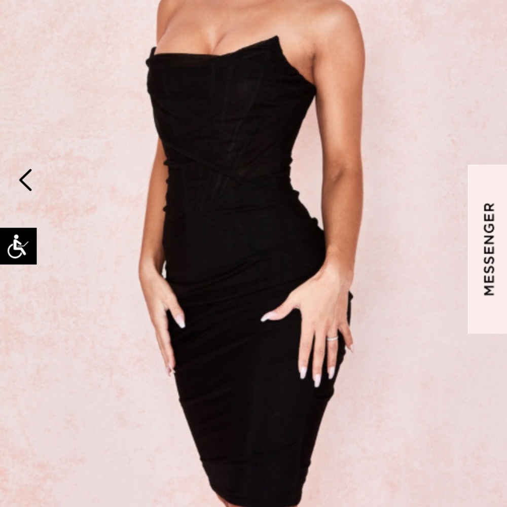 House of CB - LEILA BLACK MESH STRAPLESS CORSET DRESS